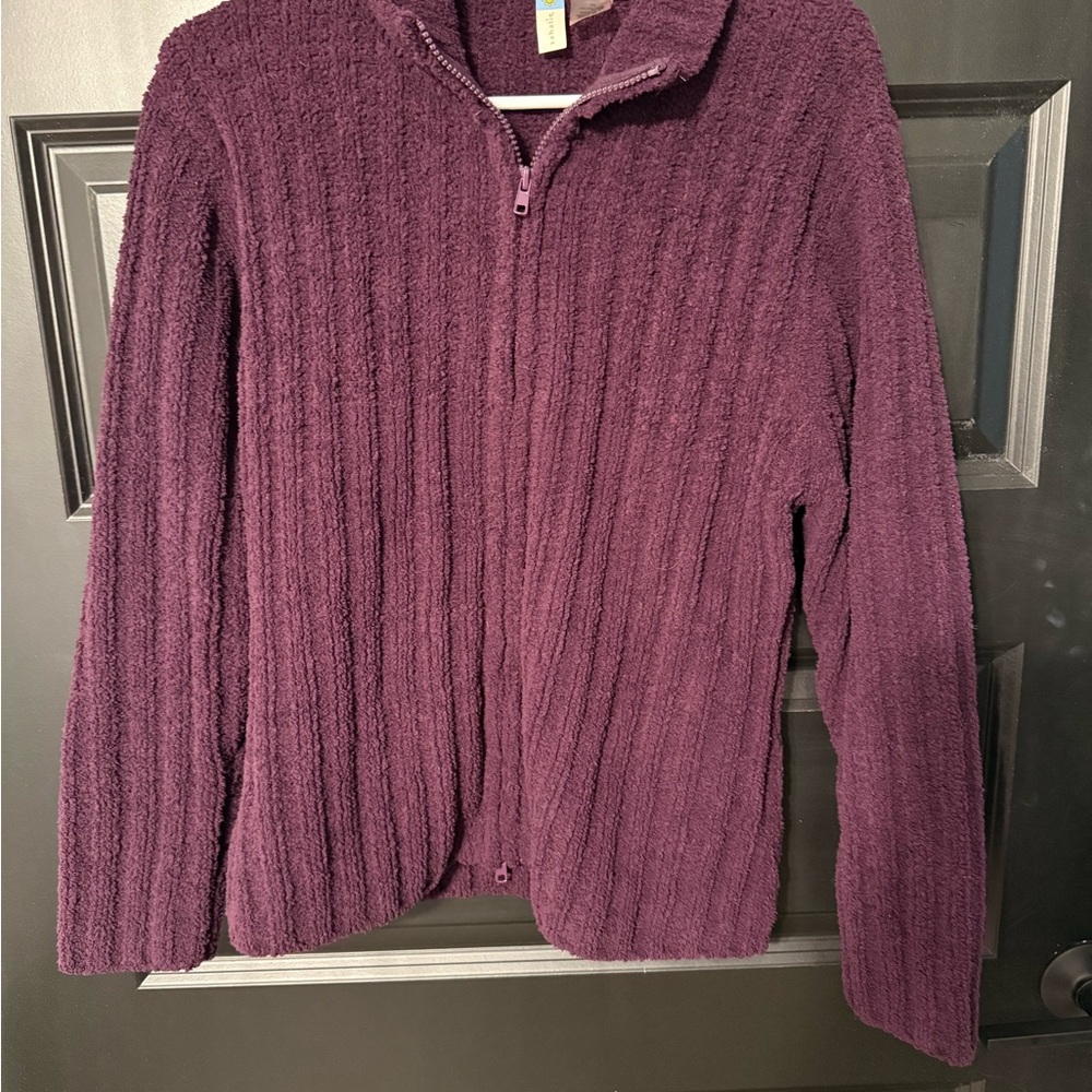 Sahalie Vintage Petite Women's Zip-Up Purple Sweater